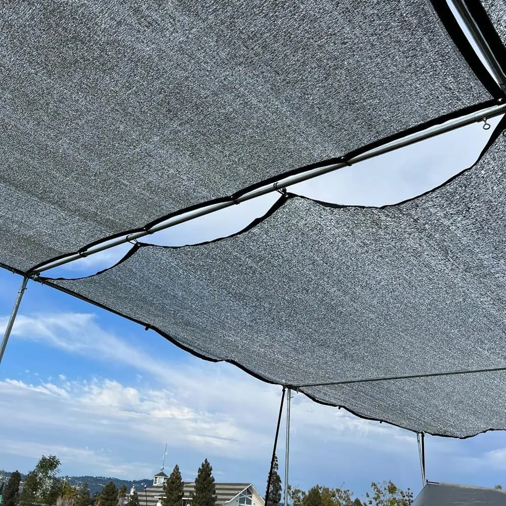 70% Aluminet Shade Cloth Reflective Sun Shade, Heat Blocker for Greenhouses, Cars, Pets, RVs, Outdoor Camping, Breathable and Foldable – Includes Bungees and Storage Bag (10x20 FT)