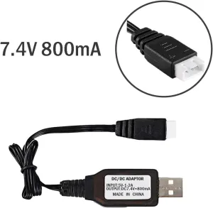 7.4V 700mAh Li-ion Battery for HBX RC Car 18859E 18858 18856 Syma F1 RC Drone Jst Plug Battery 2 Pack with USB Charging Cable