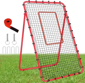 7x4 FT Multi-Sport Rebounder Net for Baseball Volleyball Softball Soccer Lacrosse, Bounce Back Fielding Trainer – Sturdy Steel Frame, Portable with Carry Bag – Great for Team & Solo Training