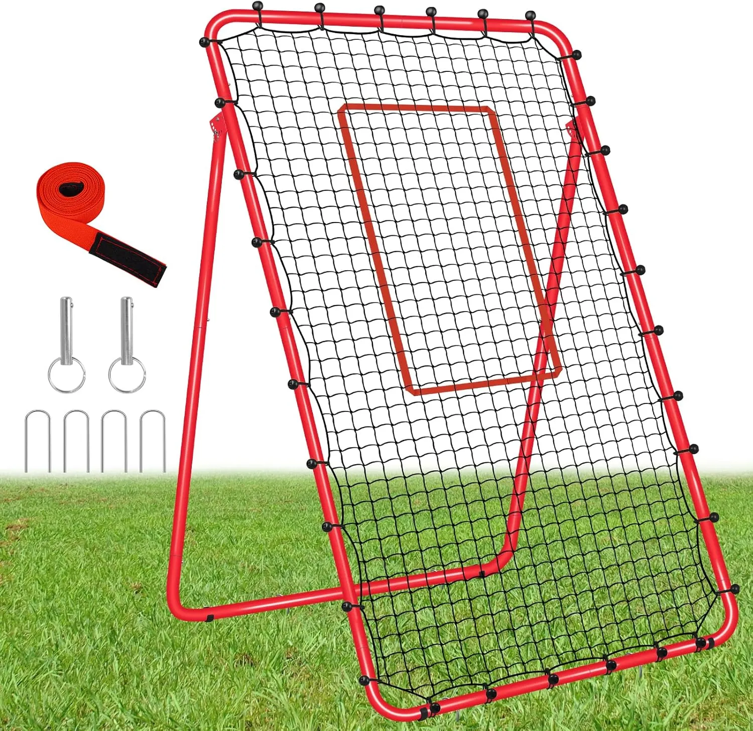 7x4 FT Multi-Sport Rebounder Net for Baseball Volleyball Softball Soccer Lacrosse, Bounce Back Fielding Trainer – Sturdy Steel Frame, Portable with Carry Bag – Great for Team & Solo Training
