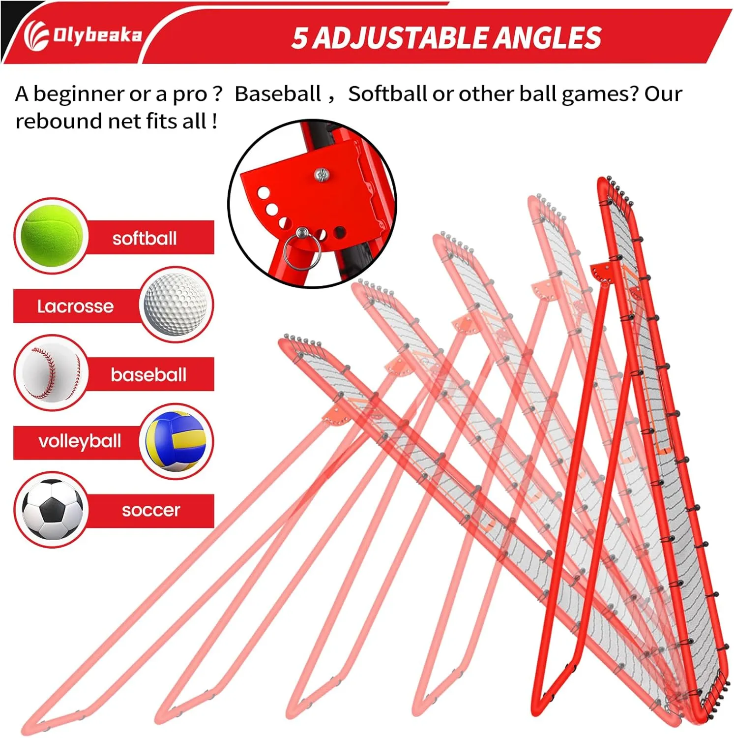 7x4 FT Multi-Sport Rebounder Net for Baseball Volleyball Softball Soccer Lacrosse, Bounce Back Fielding Trainer – Sturdy Steel Frame, Portable with Carry Bag – Great for Team & Solo Training