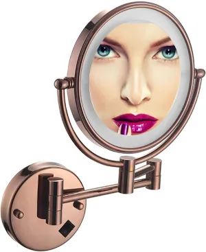 8-inch Makeup Mirror Wall Mounted, Double-Sided Cosmetic Mirror with Light, Lighted Wall Mounted Makeup Mirror Shaving Mirror, Magnifying,Mirror, Bathroom Mirror