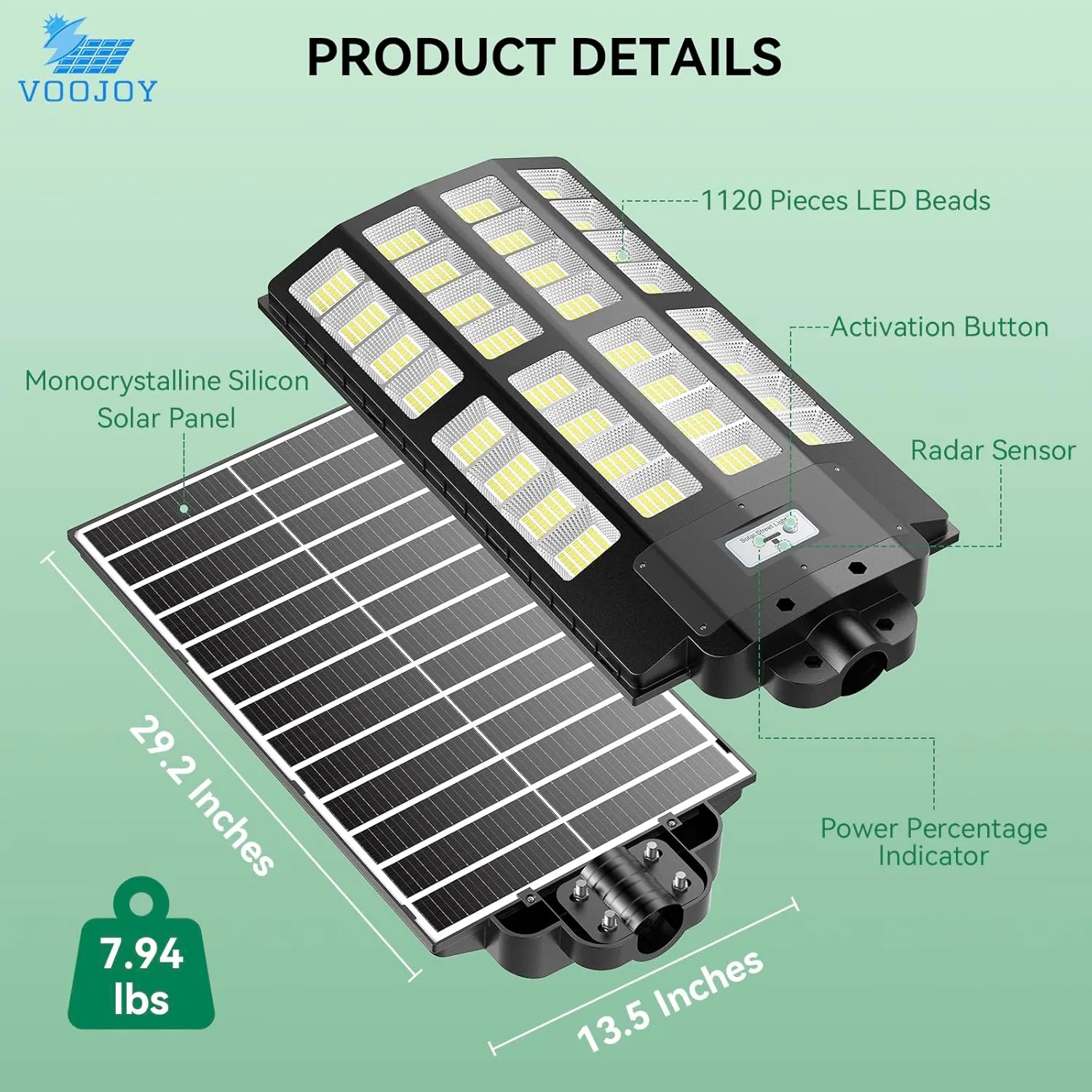 8000W Solar Street Lights Outdoor: Commercial Solar Parking Lot Lights with Motion Sensor and Remote Control, IP66 Waterproof, Wide Angle Dusk to Dawn Outdoor Lighting, Large Dimension, 2 Pack