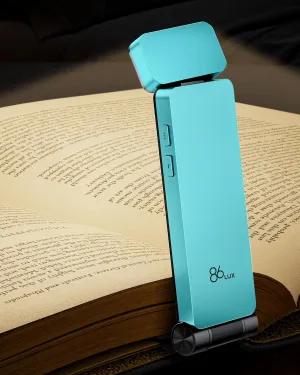 86lux Book Light, Rechargeable Clip-On LED Reading Light for Bed & Night Use - 3 Color Temperatures with Stepless Dimming, Ultralight Bookmark Design for Kids, Book Lovers, Cyan