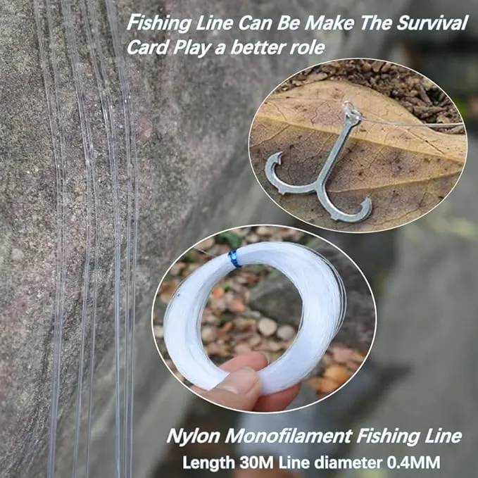 8Pcs Survival Cards Multi-Functional Tool Card Emergency Camping Tool EDC Kit in Your Walletcard with Fishhook Fishing Line,Survival Guide Multitool Camping Gear for Outdoor Hiking Hunting