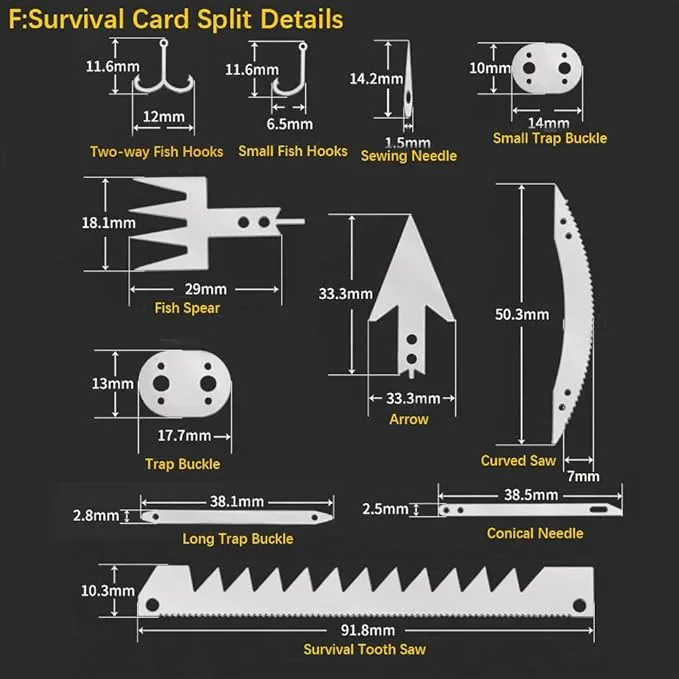 8Pcs Survival Cards Multi-Functional Tool Card Emergency Camping Tool EDC Kit in Your Walletcard with Fishhook Fishing Line,Survival Guide Multitool Camping Gear for Outdoor Hiking Hunting