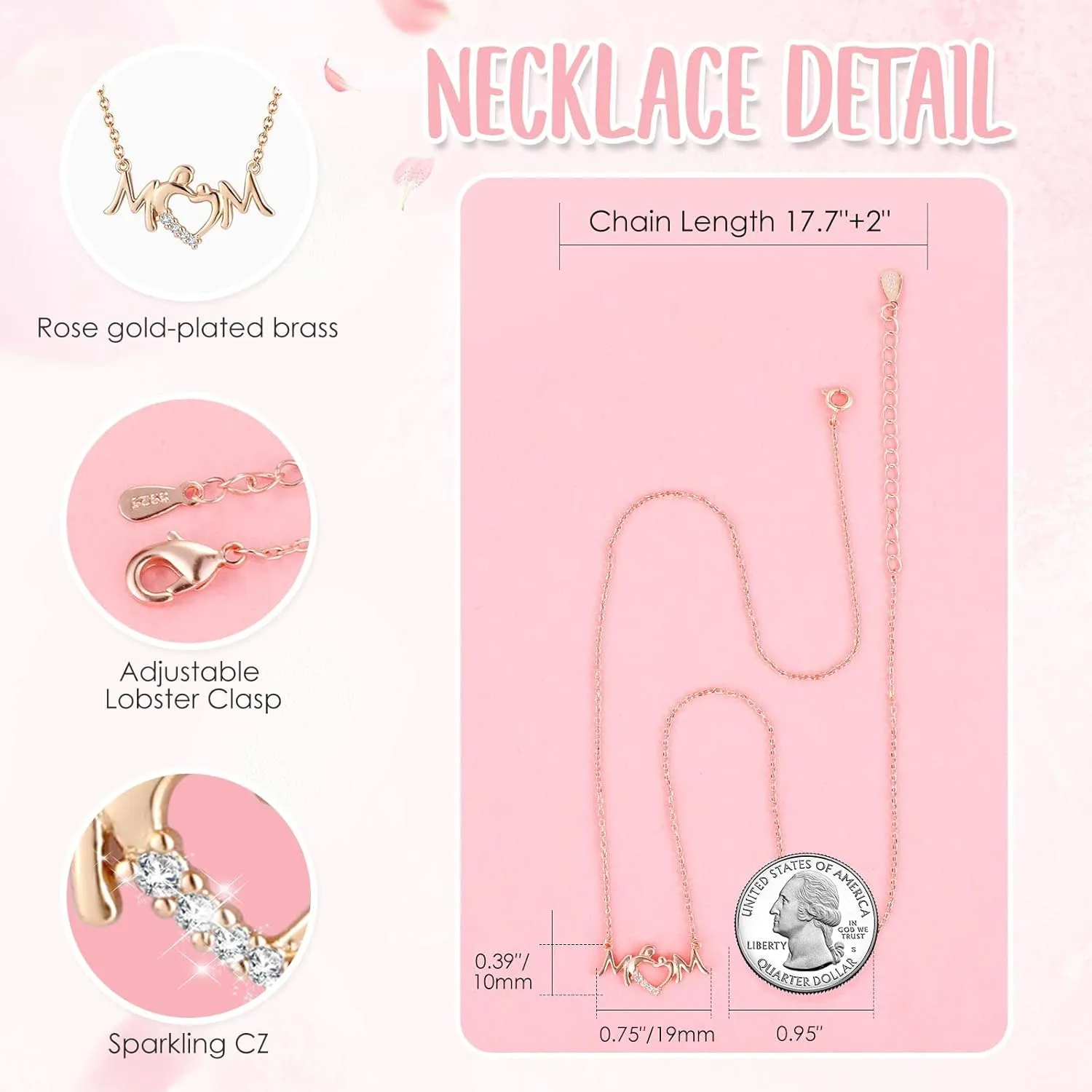 ADDWel Eternal Rose Gift Set with Mom Necklace & Moss Bear - Preserved Real Roses & Unique Birthday Gifts for Mom