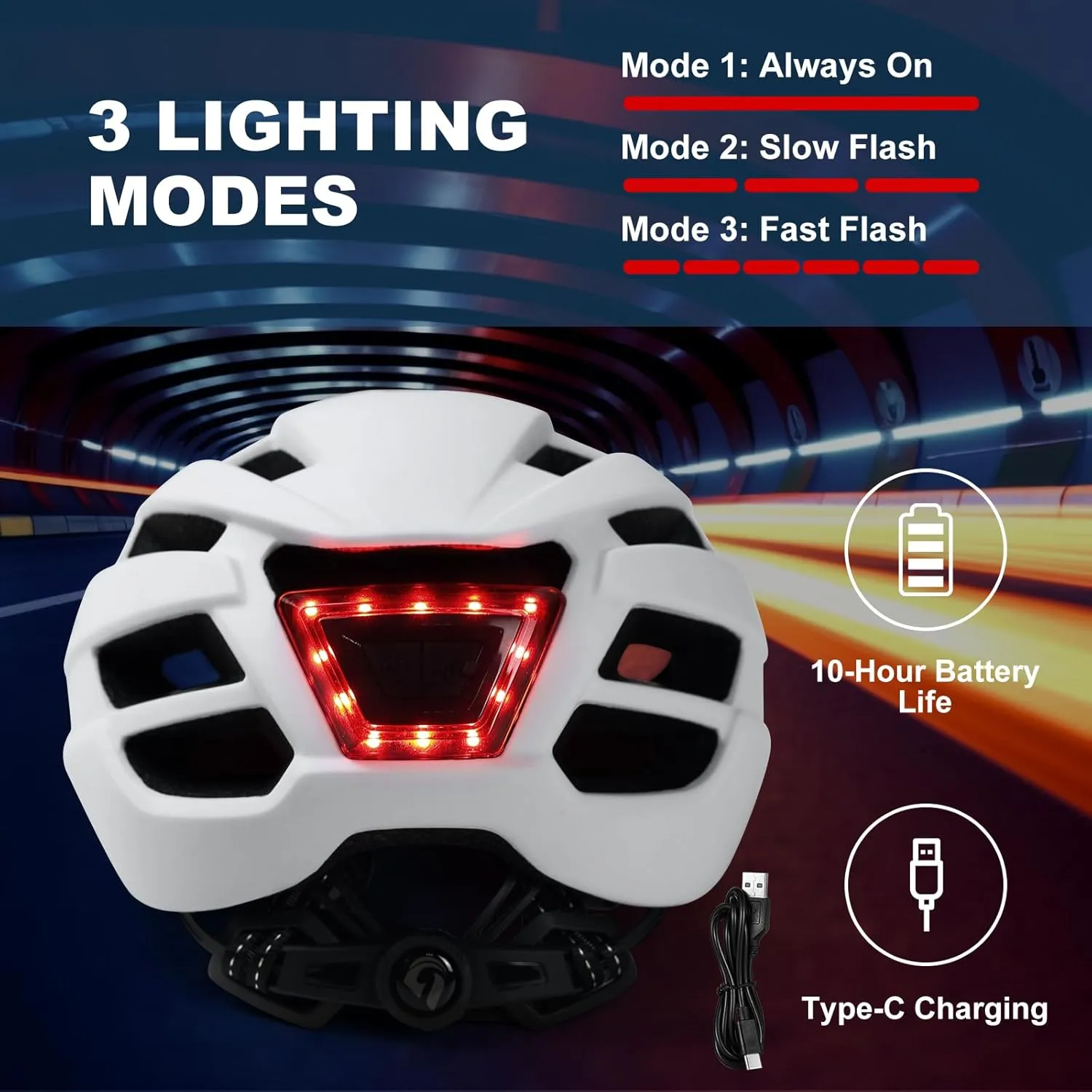 Adult Bike Helmet with USB Rechargeable Rear Light - Lightweight Bicycle Helmet for Men Women,Adjustable Cycling Helmet for Adults Youth Mountain & Road Biker