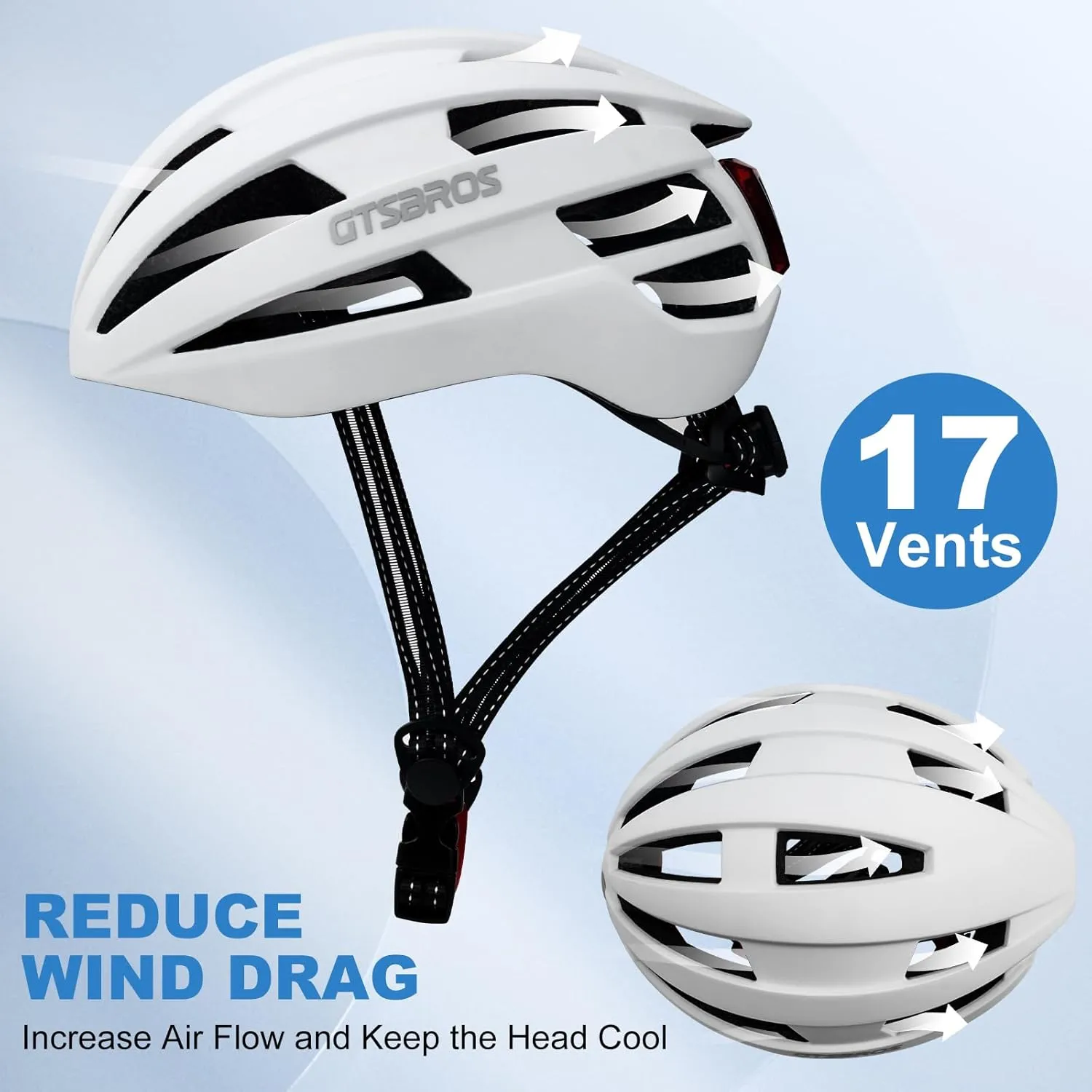 Adult Bike Helmet with USB Rechargeable Rear Light - Lightweight Bicycle Helmet for Men Women,Adjustable Cycling Helmet for Adults Youth Mountain & Road Biker