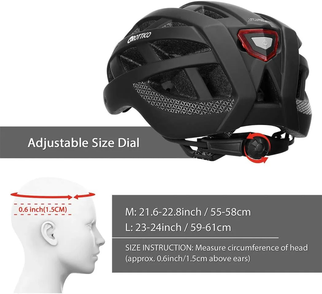 Adult-Men-Women Bike Helmet with Light - Mountain Road Bicycle Helmet with Replacement Pads & Detachable Visor