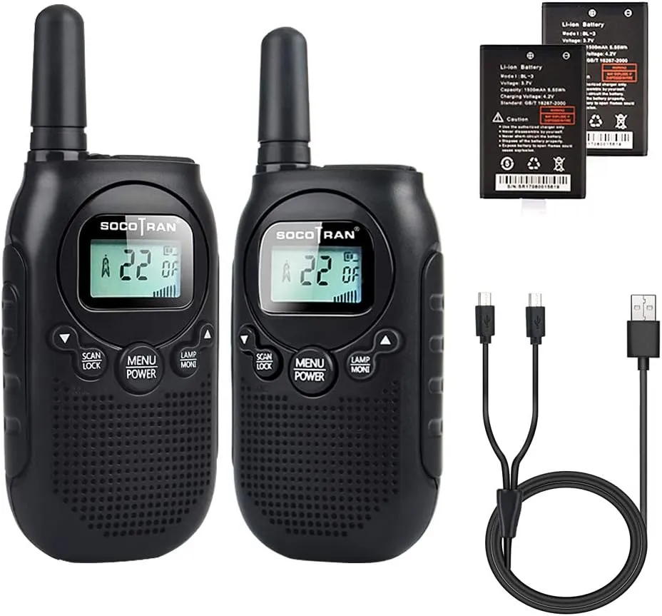 Adults Walkie Talkies Rechargeable FRS Two-Way Radios USB Charge Mini Walky Talky with Rechargeable Battery Long Range 5 Miles with Bright Light 2 Pack 0.5W Perfect for Family Outdoor Camping Trip