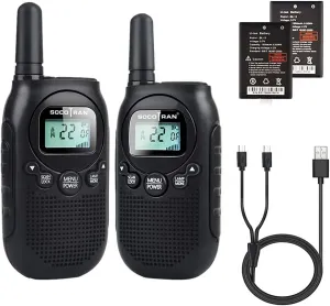 Adults Walkie Talkies Rechargeable FRS Two-Way Radios USB Charge Mini Walky Talky with Rechargeable Battery Long Range 5 Miles with Bright Light 2 Pack 0.5W Perfect for Family Outdoor Camping Trip