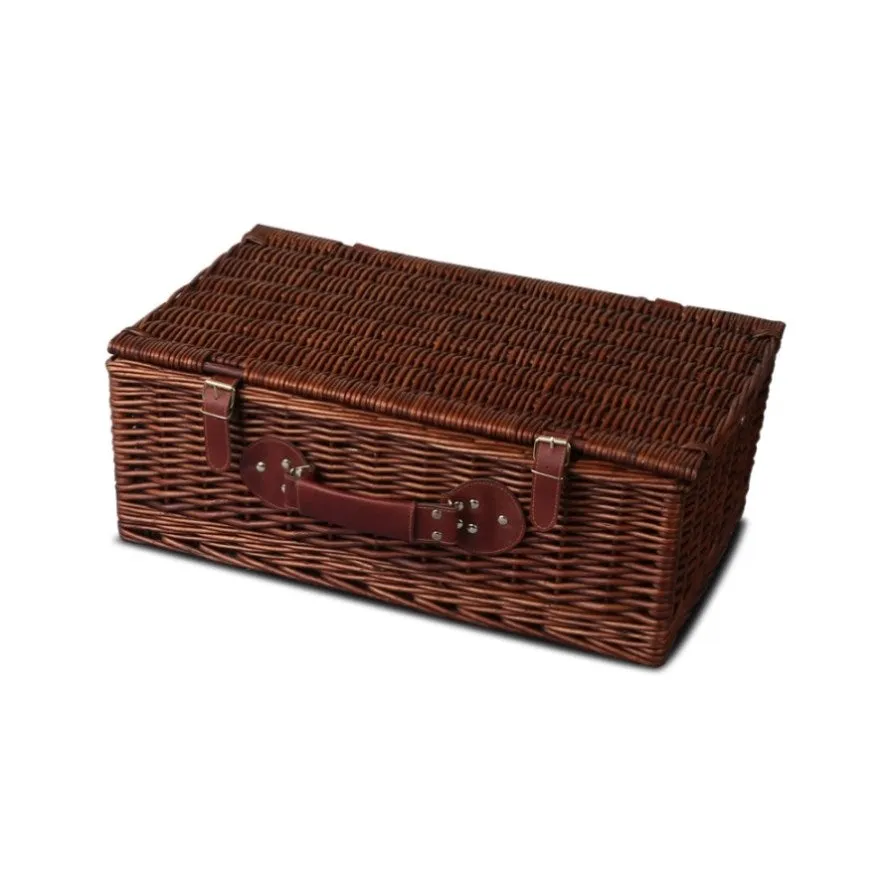 Alfresco 4 Person Picnic Basket Set Insulated Blanket Storage Bag PIC-BAS-4P-CO-BRBU