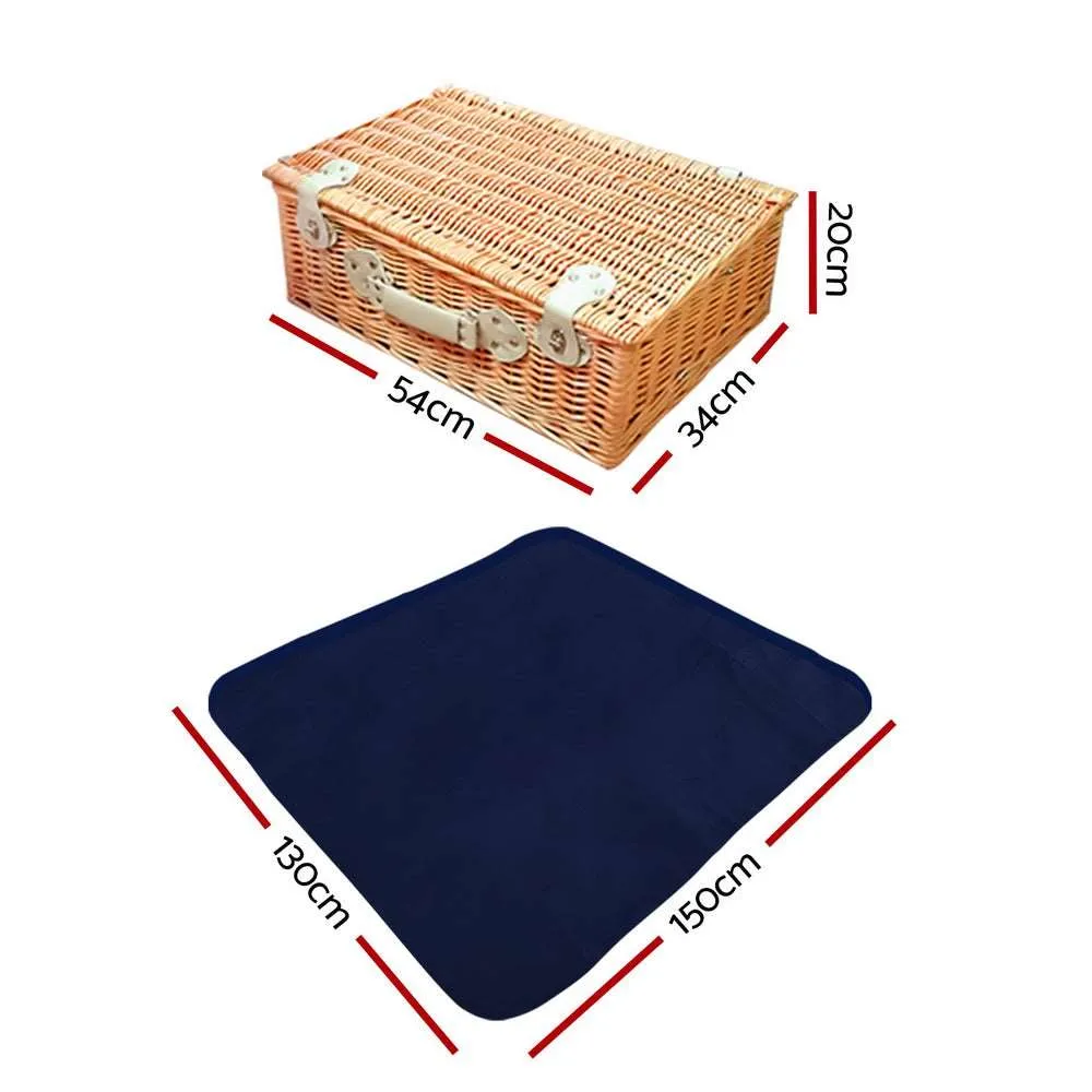Alfresco 4 Person Picnic Basket Set Insulated Blanket
