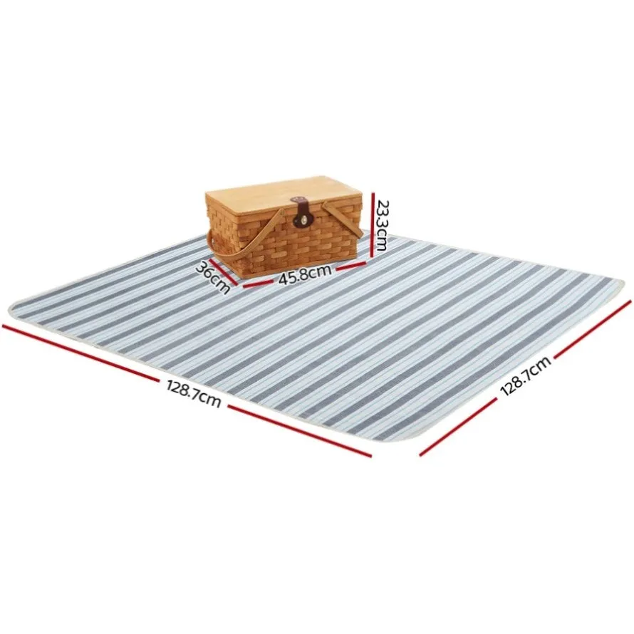 Alfresco 4 Person Picnic Basket Set Wooden Blanket Bag Insulated PICNIC-WOOD-4PPL-COOLER