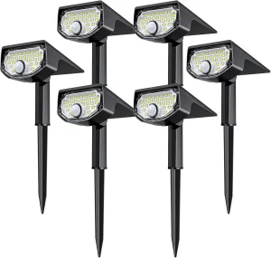 AloftSun Solar Motion Sensor Outdoor Lights,Waterproof Motion Sensor Spot Lights- 30 LED/3 Modes Solar Powered Spotlights,Landscape Lighting for Yard and Garden, Cool White,6 Pack