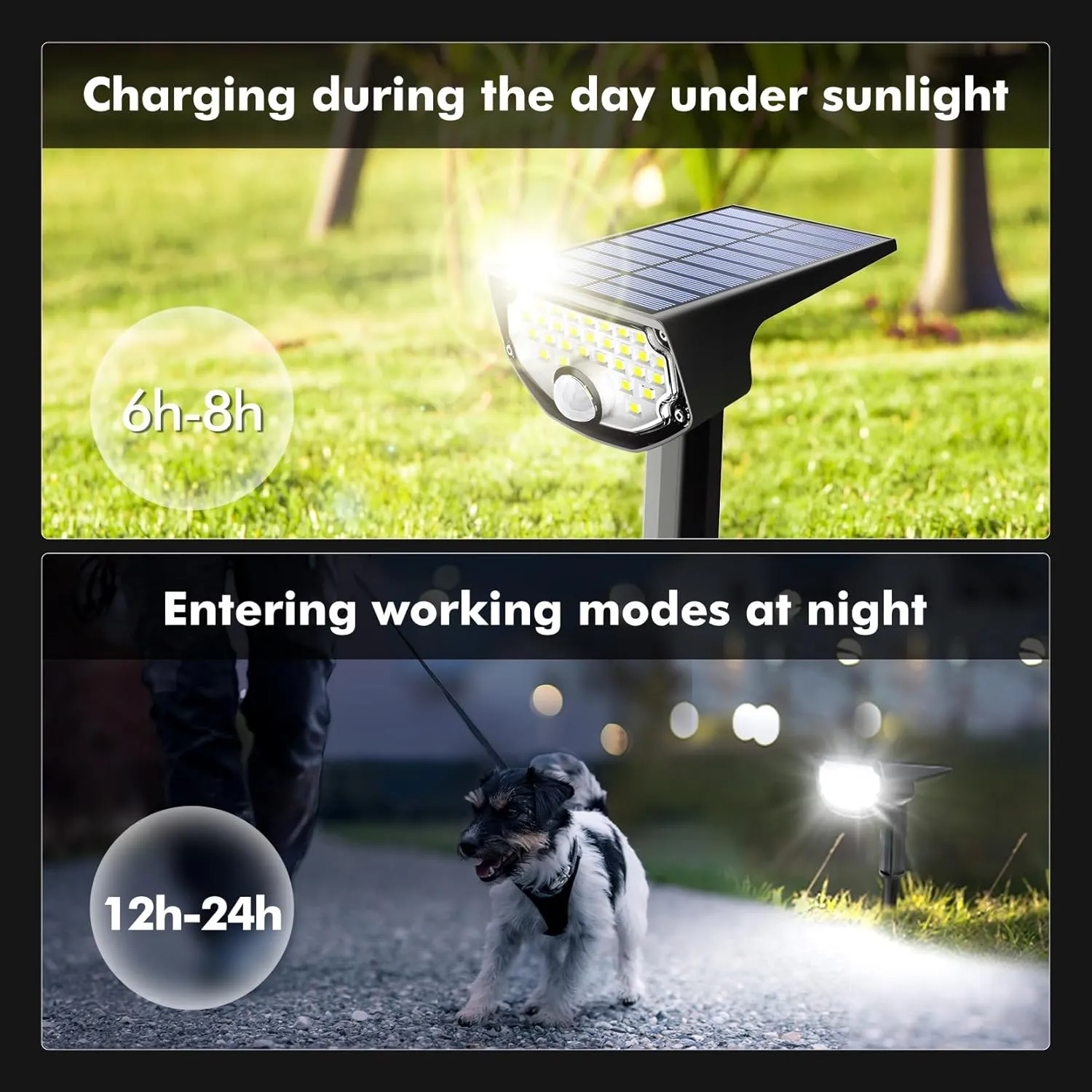 AloftSun Solar Motion Sensor Outdoor Lights,Waterproof Motion Sensor Spot Lights- 30 LED/3 Modes Solar Powered Spotlights,Landscape Lighting for Yard and Garden, Cool White,6 Pack