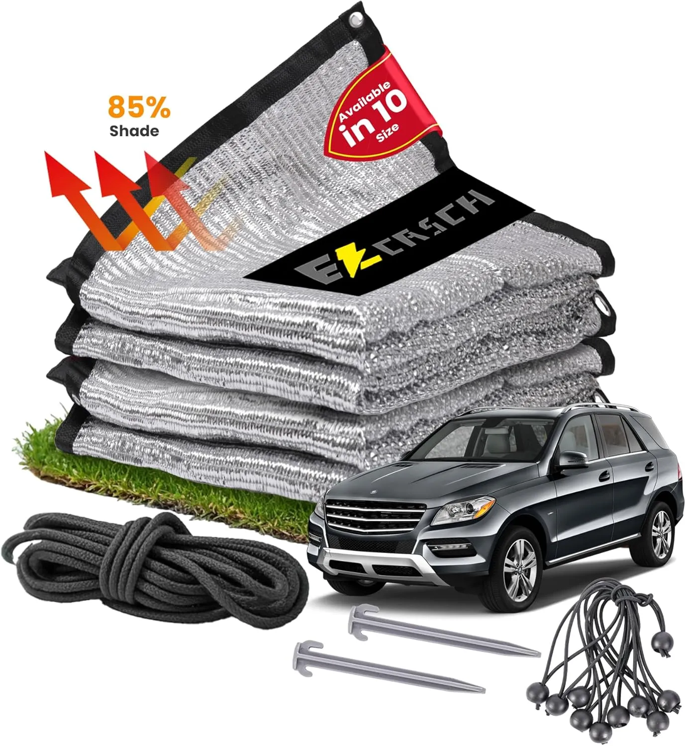 Aluminet Shade Cloth 6.5x6ft, 85% Reflective Silver Aluminet Shade Cloth with Grommets, Sun Protection and Breathable, Complete Accessories, for Greenhouse, Car, Pet, Camping, Garden