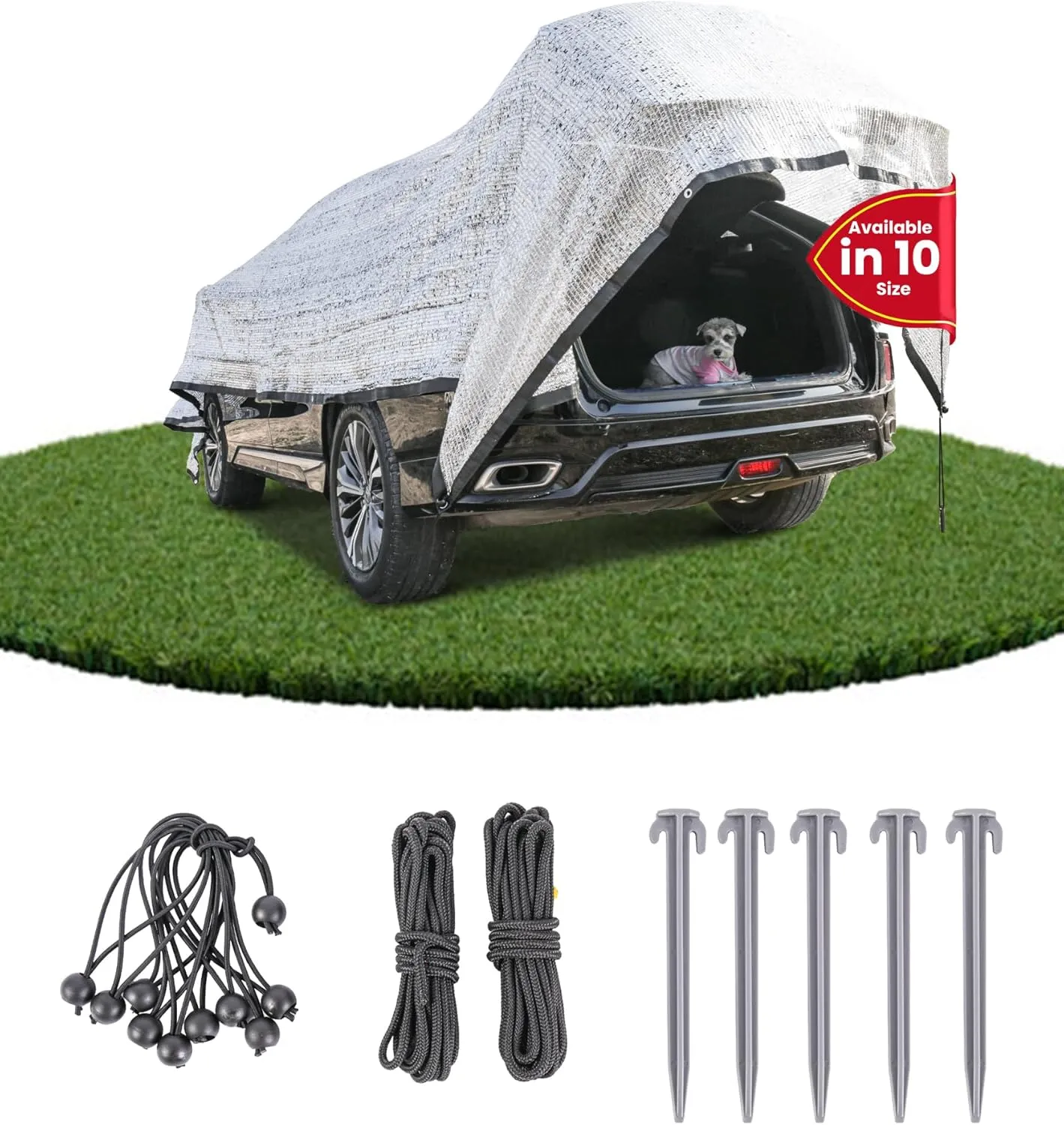 Aluminet Shade Cloth 6.5x6ft, 85% Reflective Silver Aluminet Shade Cloth with Grommets, Sun Protection and Breathable, Complete Accessories, for Greenhouse, Car, Pet, Camping, Garden