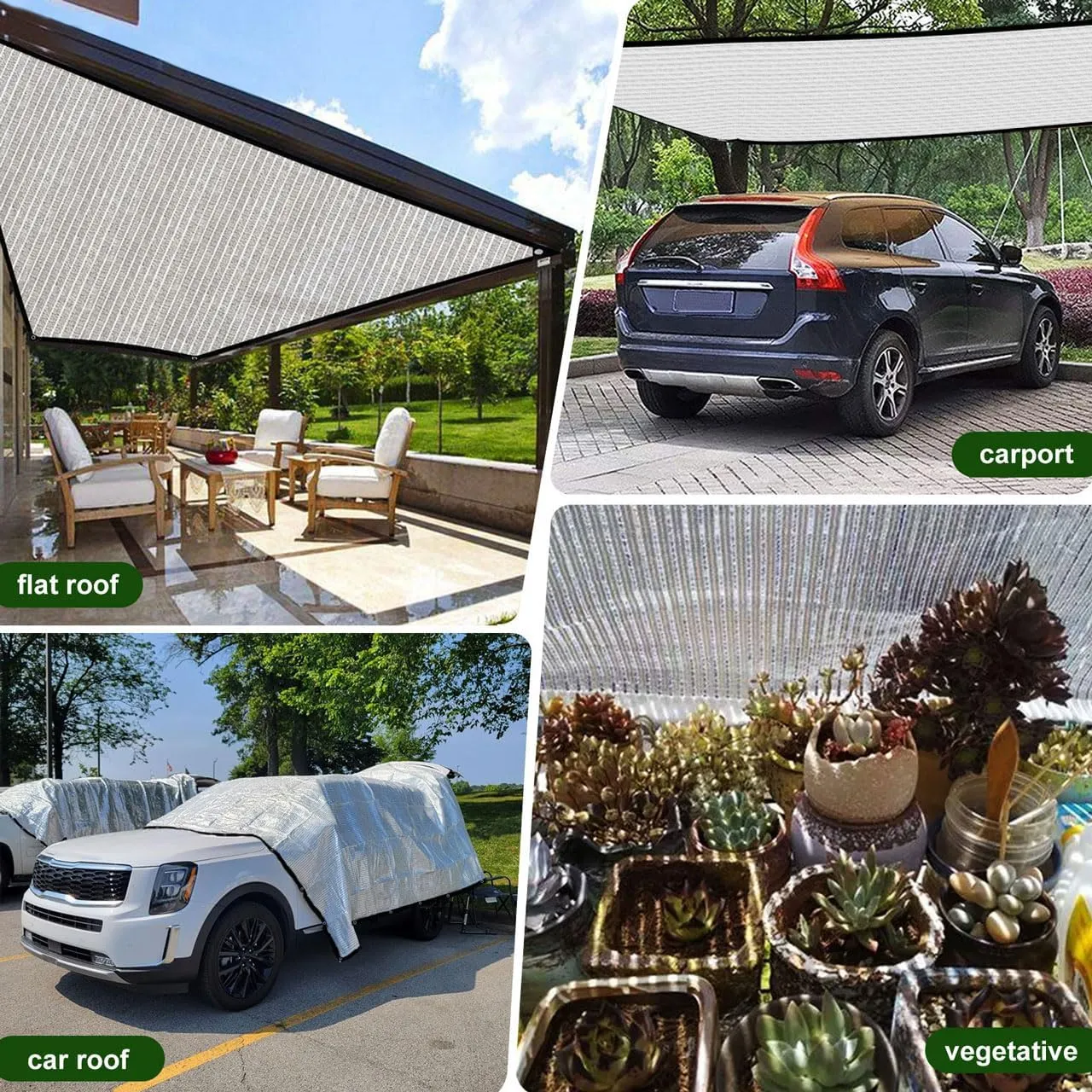 Aluminum-Shade Cloth 10x20',Reflective 80% Aluminum Shade Cloth-for Car Garden,Outdoor Pergola,Lawn.Aluminum Sunblock Neting with Edges and Holes,Silver Heat Reflective Tarp
