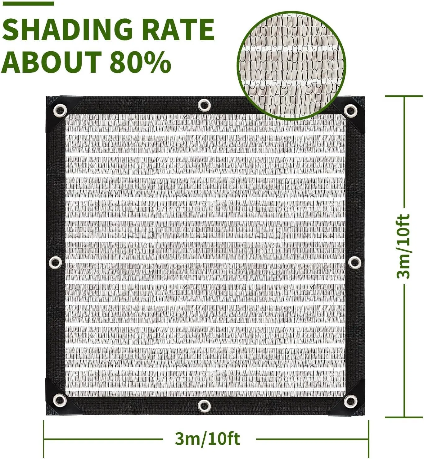 Aluminum-Shade Cloth for Garden Pergola Cover10 x10 Ft,80% Reflective Tarp for Outdoor Pergola Cars Tent Cover Dog Kennel Shade.Aluminum Shade Cloth with Edges and Holes,Silver Reflective Tarp