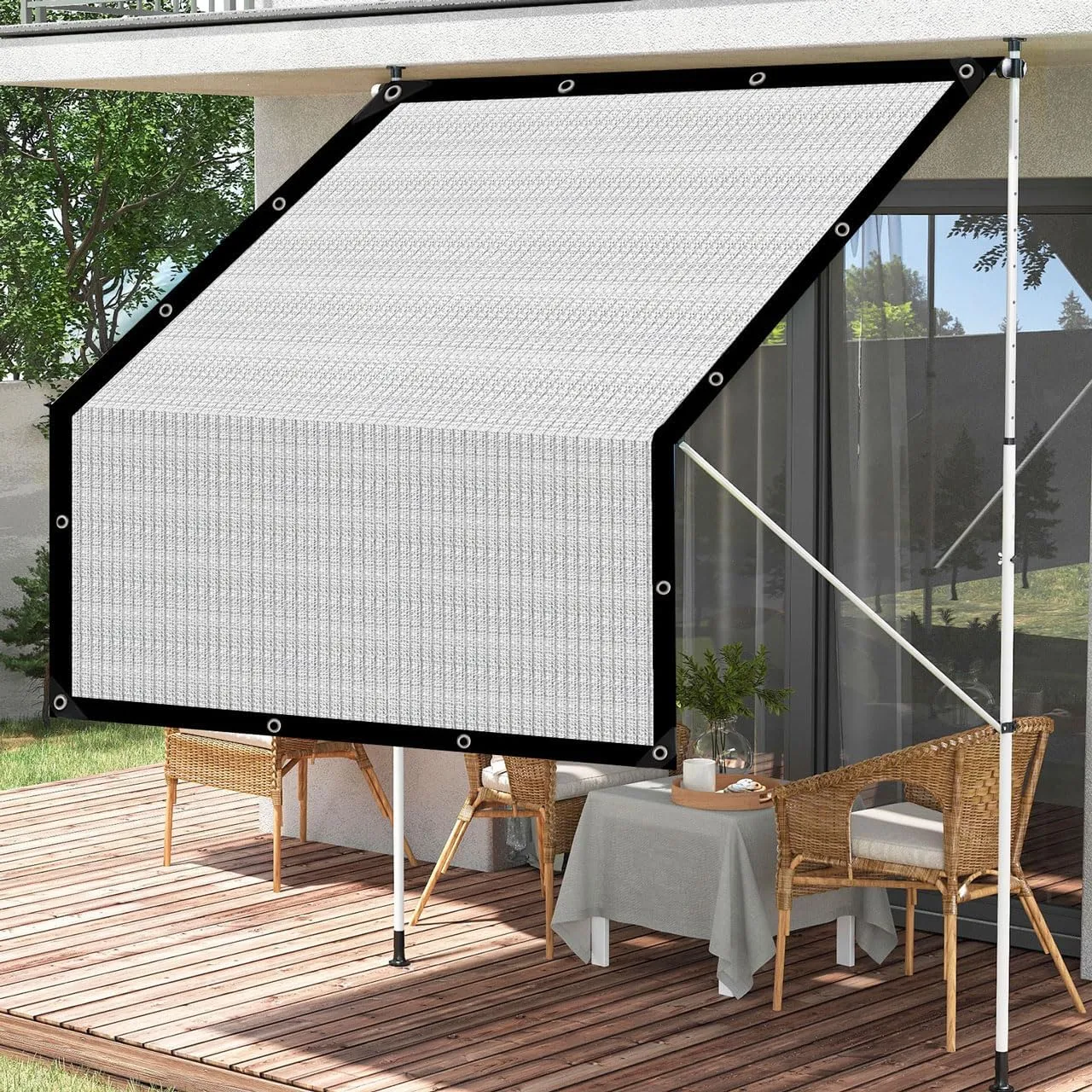 Aluminum-Shade Cloth for Garden Pergola Cover10 x10 Ft,80% Reflective Tarp for Outdoor Pergola Cars Tent Cover Dog Kennel Shade.Aluminum Shade Cloth with Edges and Holes,Silver Reflective Tarp