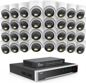 ANNKE 32 Channel 5MP PoE Security Camera System, 114° Wide View Angle,32pcs Outdoor Commercial 3K PoE Camera with Audio, 32CH 12MP NVR (No HDD), Surveillance for Businesses, Human/Vehicle Detection