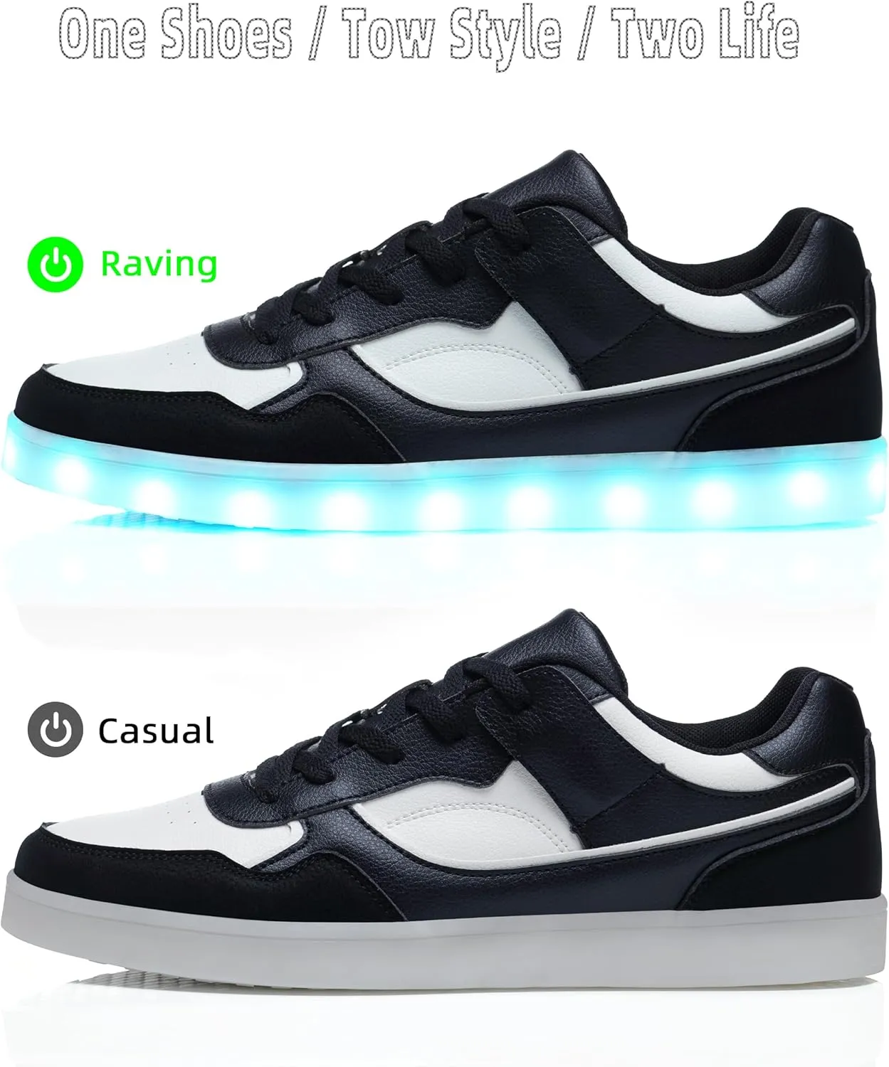 APTESOL Light Up Shoes for Women Men - 11 LED Color Modes Fashion Luminous Shoes with USB Rechargeable