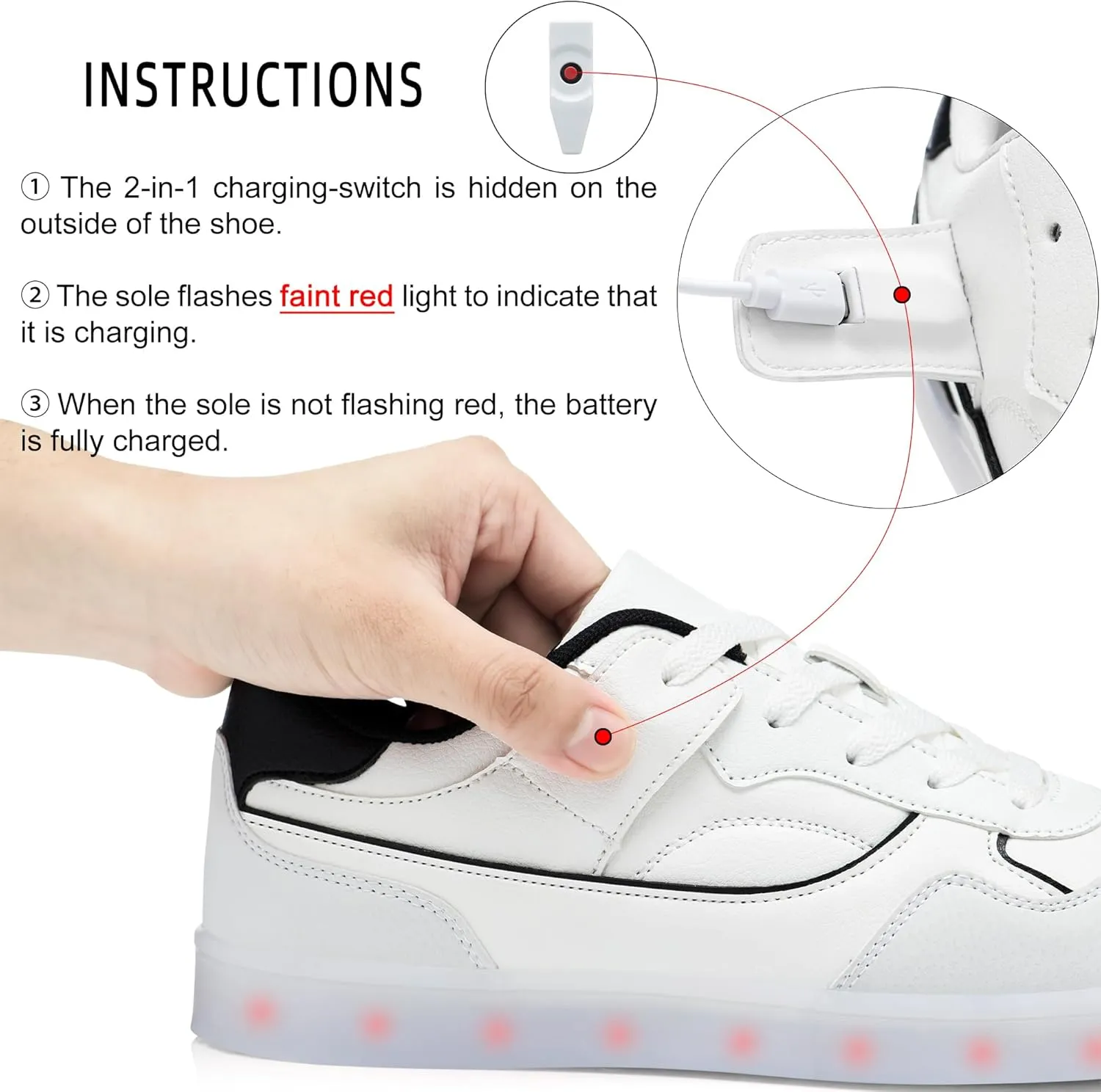 APTESOL Light Up Shoes for Women Men - 11 LED Color Modes Fashion Luminous Shoes with USB Rechargeable