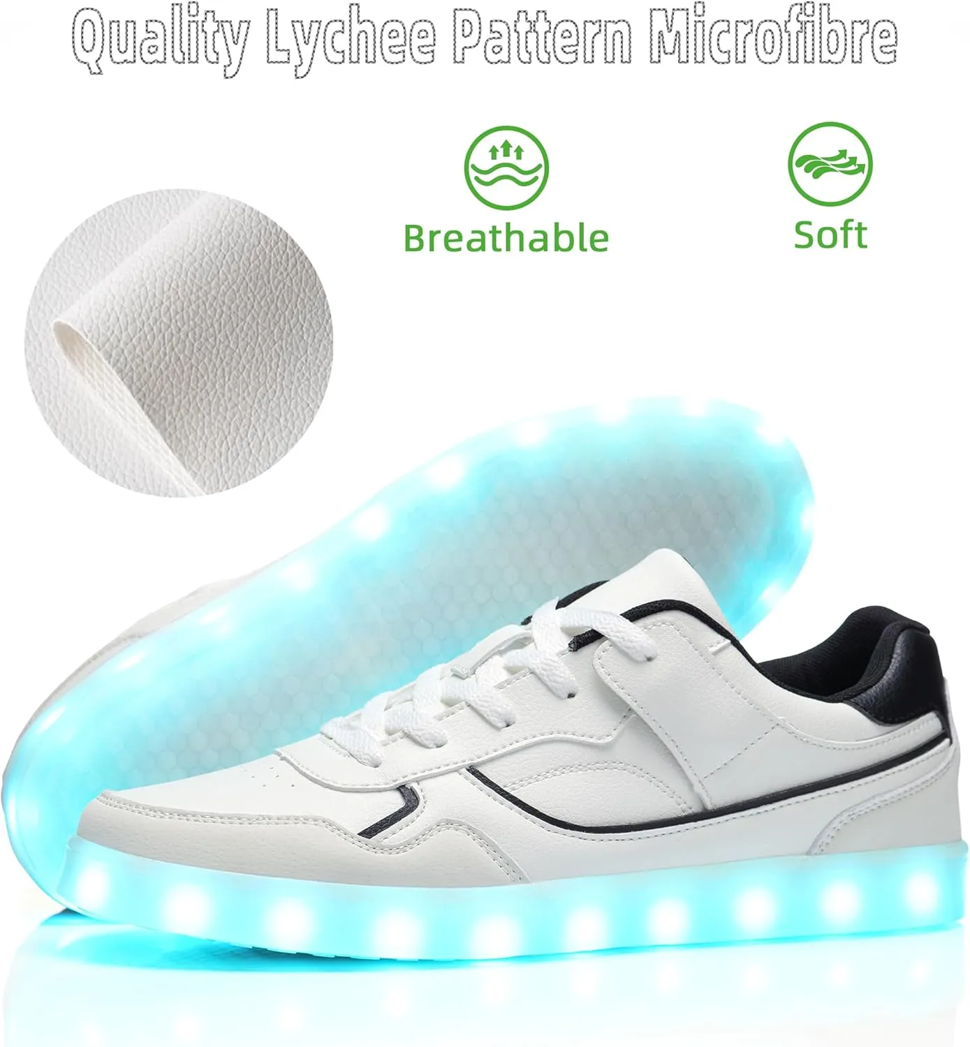 APTESOL Light Up Shoes for Women Men - 11 LED Color Modes Fashion Luminous Shoes with USB Rechargeable