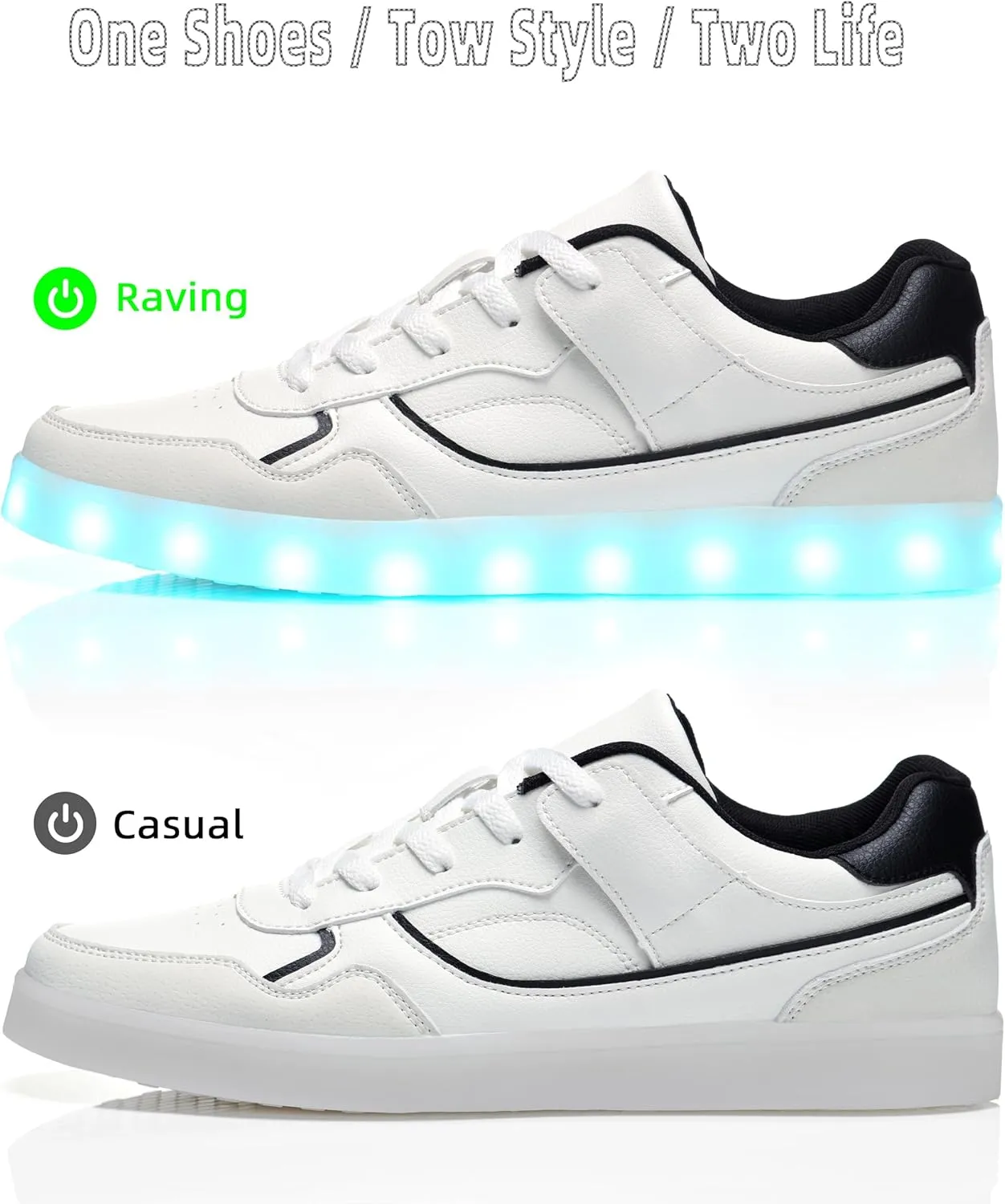APTESOL Light Up Shoes for Women Men - 11 LED Color Modes Fashion Luminous Shoes with USB Rechargeable