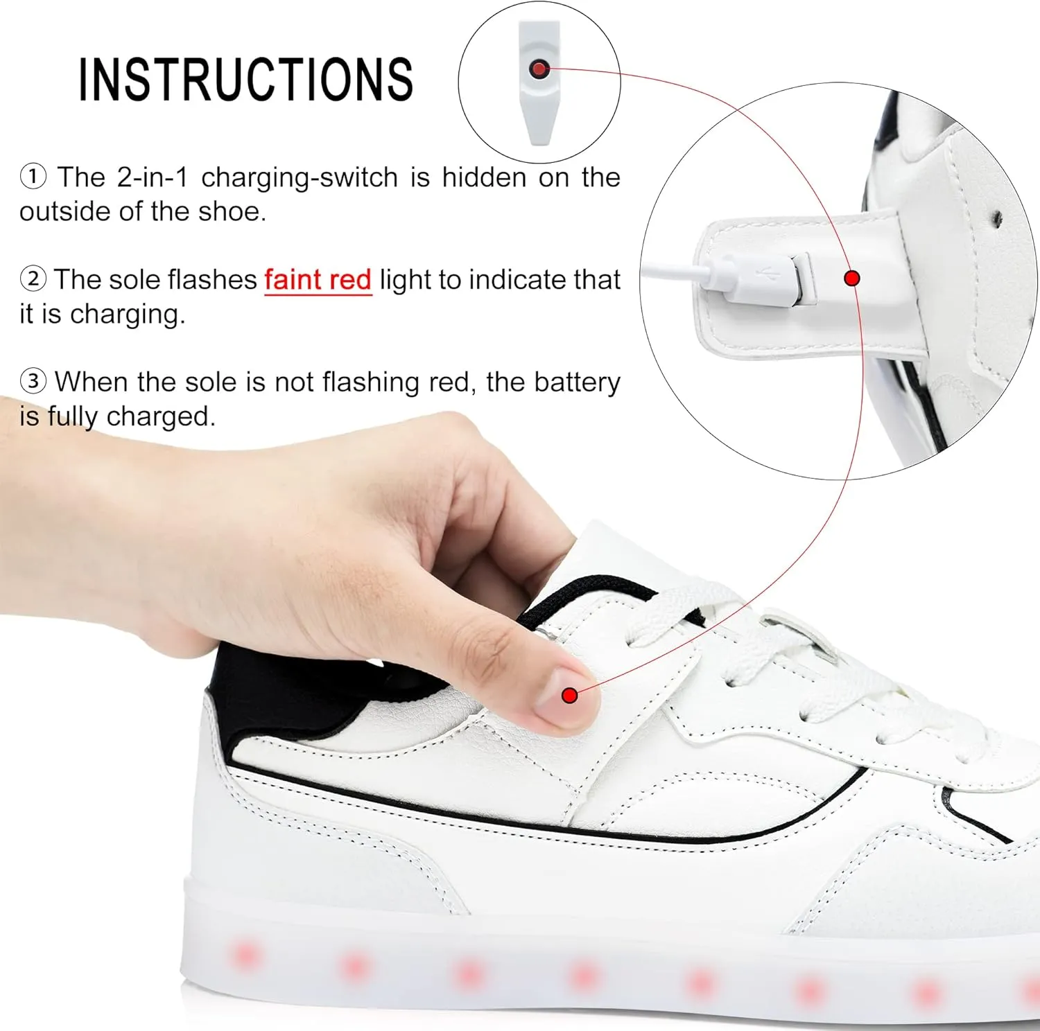 APTESOL Light Up Shoes for Women Men - 11 LED Color Modes Fashion Luminous Shoes with USB Rechargeable