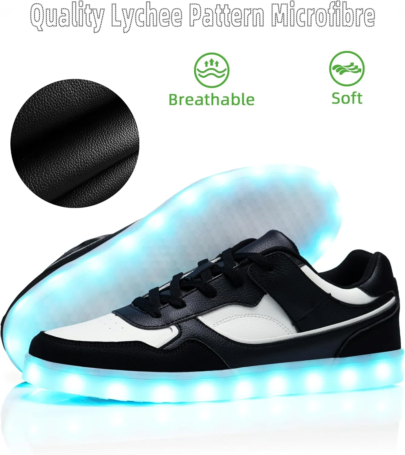 APTESOL Light Up Shoes for Women Men - 11 LED Color Modes Fashion Luminous Shoes with USB Rechargeable