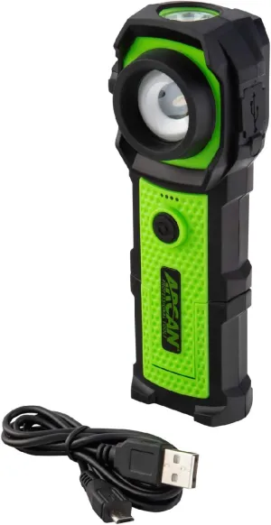 Arcan 500-Lumens Rechargeable Swivel Flashlight with USB Port (ALSWIVEL)