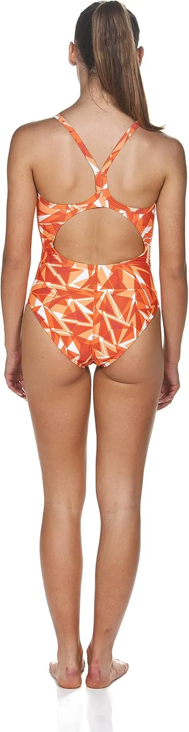 ARENA Women's Shattered Glass Light Drop Back MaxLife One Piece Swimsuit