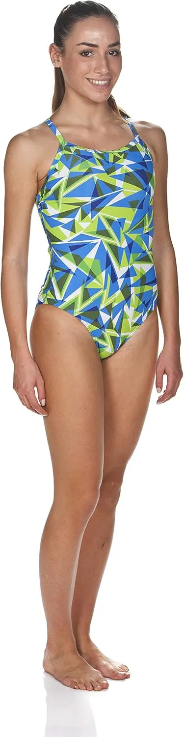 ARENA Women's Shattered Glass Light Drop Back MaxLife One Piece Swimsuit