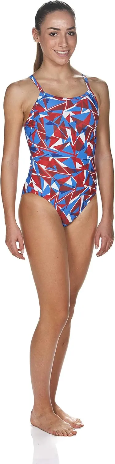 ARENA Women's Shattered Glass Light Drop Back MaxLife One Piece Swimsuit