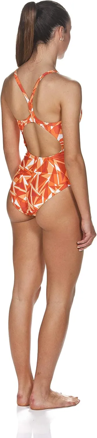 ARENA Women's Shattered Glass Light Drop Back MaxLife One Piece Swimsuit