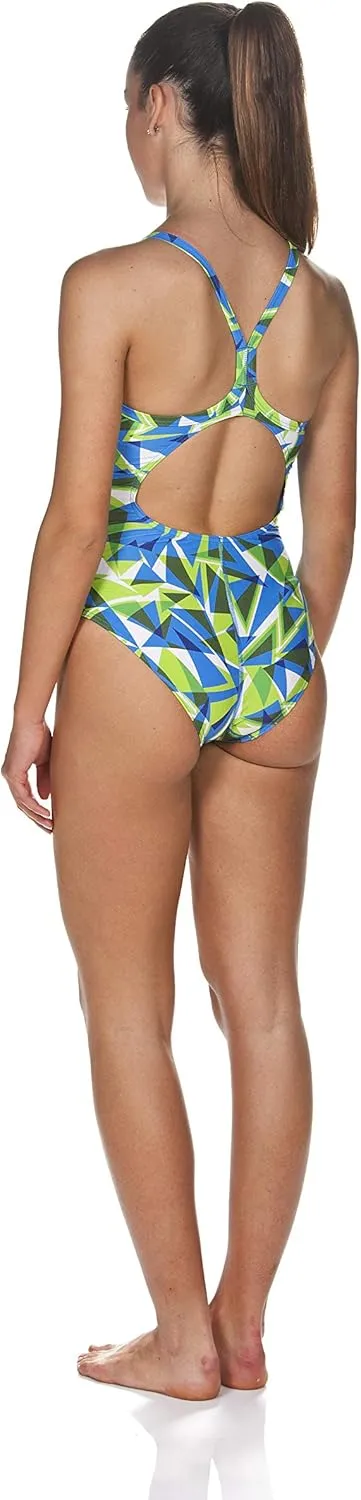 ARENA Women's Shattered Glass Light Drop Back MaxLife One Piece Swimsuit