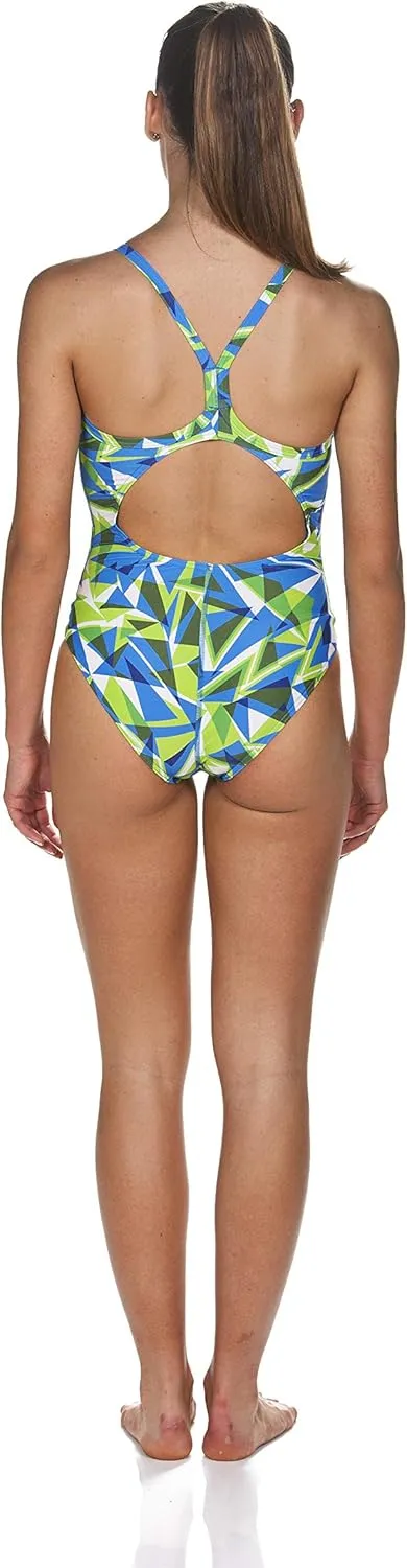 ARENA Women's Shattered Glass Light Drop Back MaxLife One Piece Swimsuit
