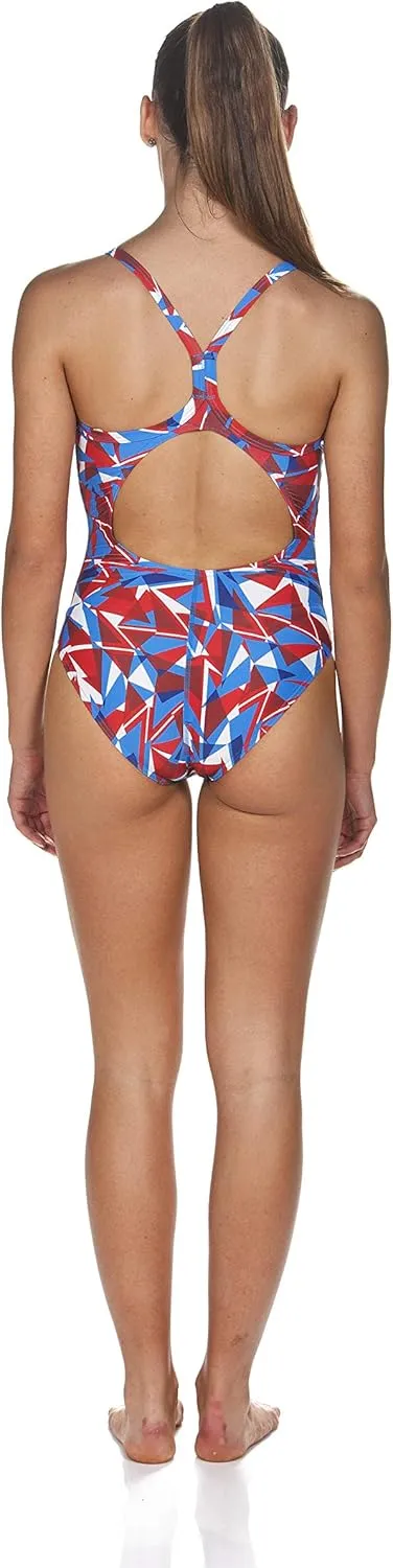 ARENA Women's Shattered Glass Light Drop Back MaxLife One Piece Swimsuit