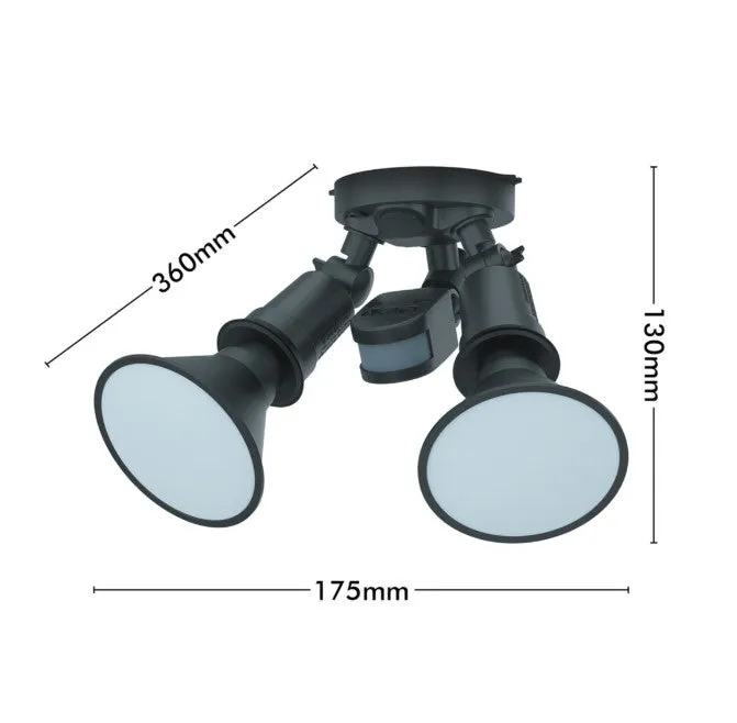 Arlec 30W DIY Twin LED PAR38 Security Flood Light With PIR Motion Sensor
