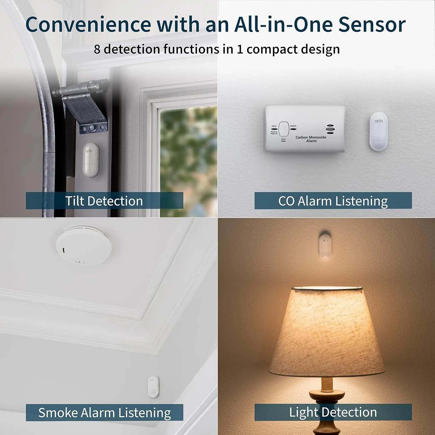 Arlo Home Security System - Wired Keypad Sensor Hub, (2) 8-in-1 Sensors, 24/7 Professional Monitoring- No Contract Required, DIY Installation, Alarm System for Home Security – SS1201, White