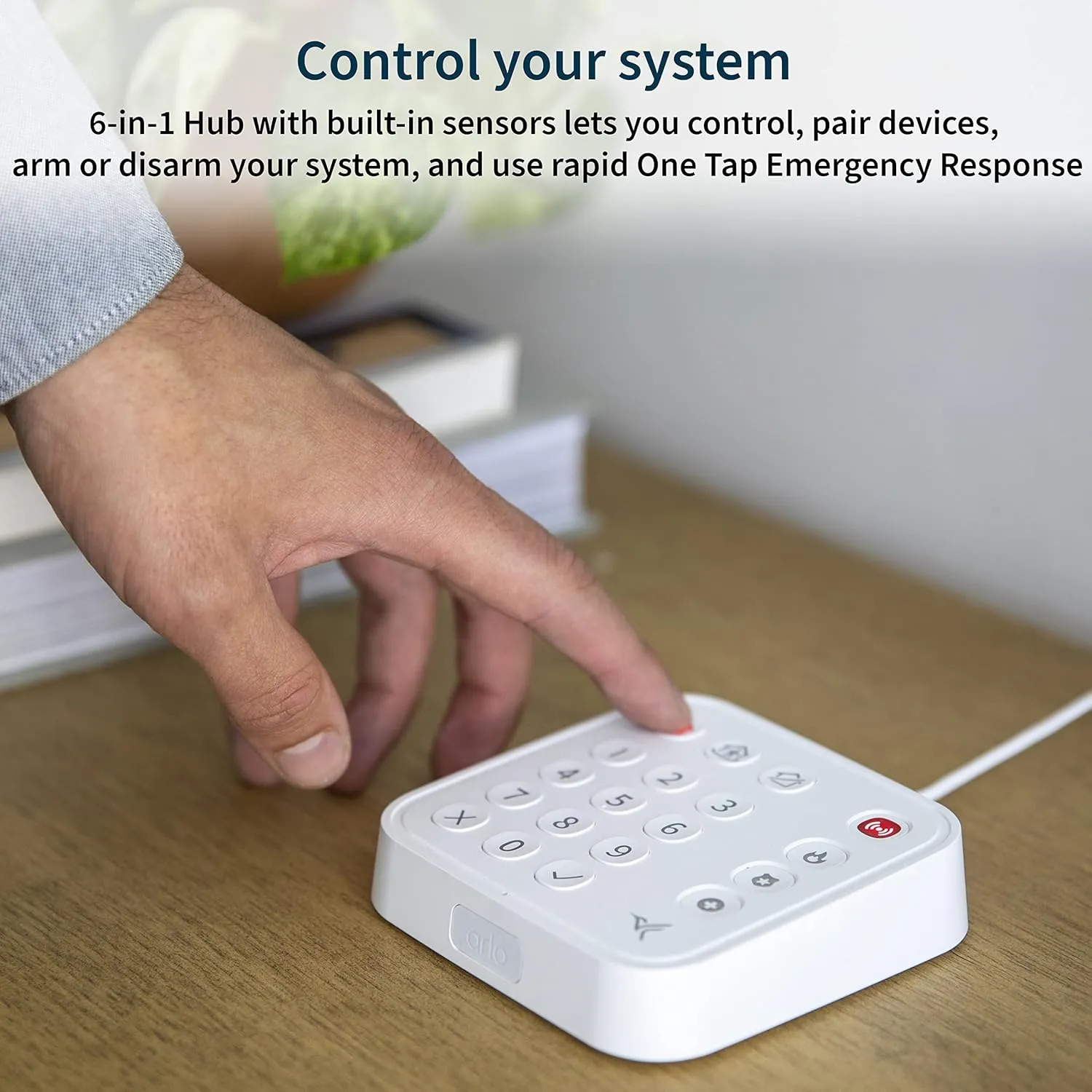 Arlo Home Security System - Wired Keypad Sensor Hub, (2) 8-in-1 Sensors, 24/7 Professional Monitoring- No Contract Required, DIY Installation, Alarm System for Home Security – SS1201, White