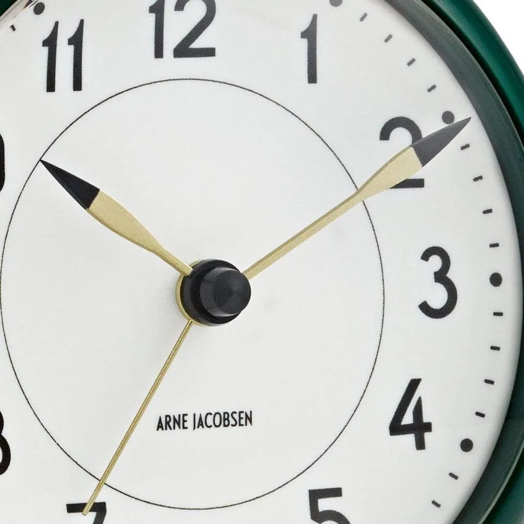 Arne Jacobsen Station Table Clock, Aluminium, Green, 11 cm