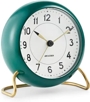 Arne Jacobsen Station Table Clock, Aluminium, Green, 11 cm