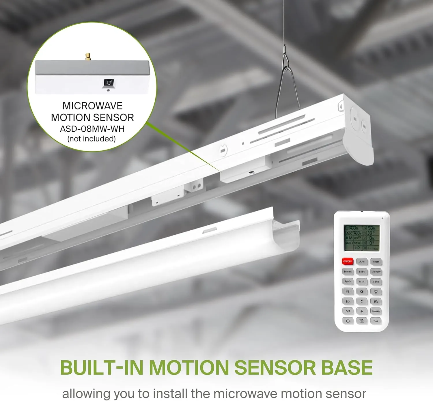ASD 4ft LED Linear Strip Light Fixture with Q-Base | UL DLC Stairwell Certified Luminaire 25W-40W 120-277V Linkable LED Shop Light | 3500K-5000K Adjustable Commercial Ceiling Light Fixture