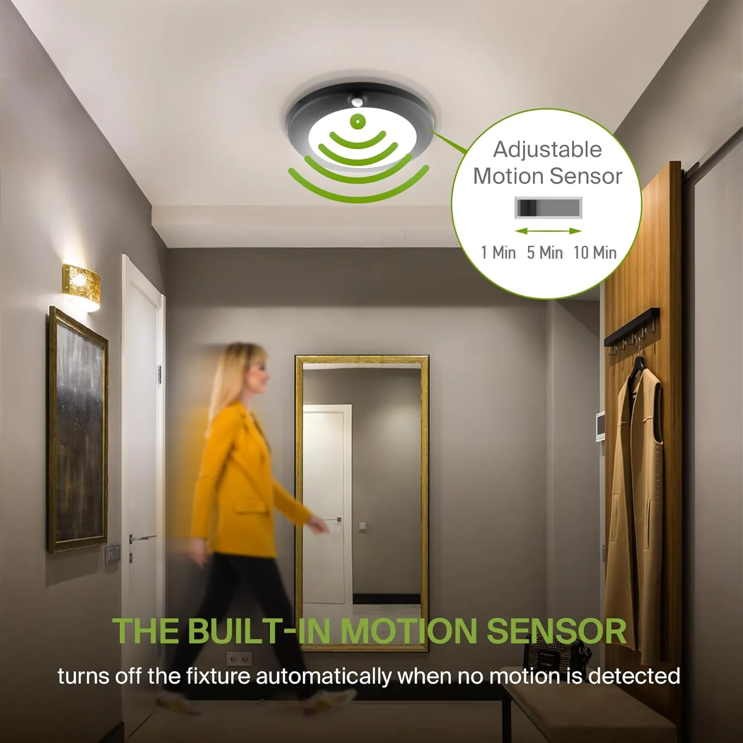 ASD 6 Pack Motion Sensor LED Disk Lights 6 Inch, 15W 5CCT 2700-5000K 1149LM CRI90 , Indoor Ceiling Flush Mount Light Fixture, Low Profile Lighting for Closet, Hallway, Pantry, Porch, Garage, Black, UL
