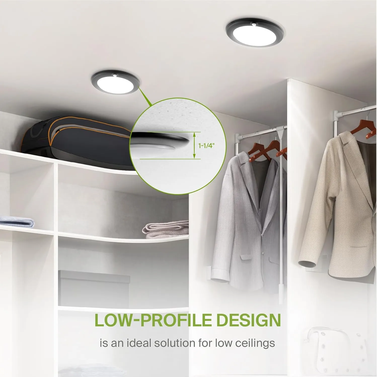 ASD 6 Pack Motion Sensor LED Disk Lights 6 Inch, 15W 5CCT 2700-5000K 1149LM CRI90 , Indoor Ceiling Flush Mount Light Fixture, Low Profile Lighting for Closet, Hallway, Pantry, Porch, Garage, Black, UL