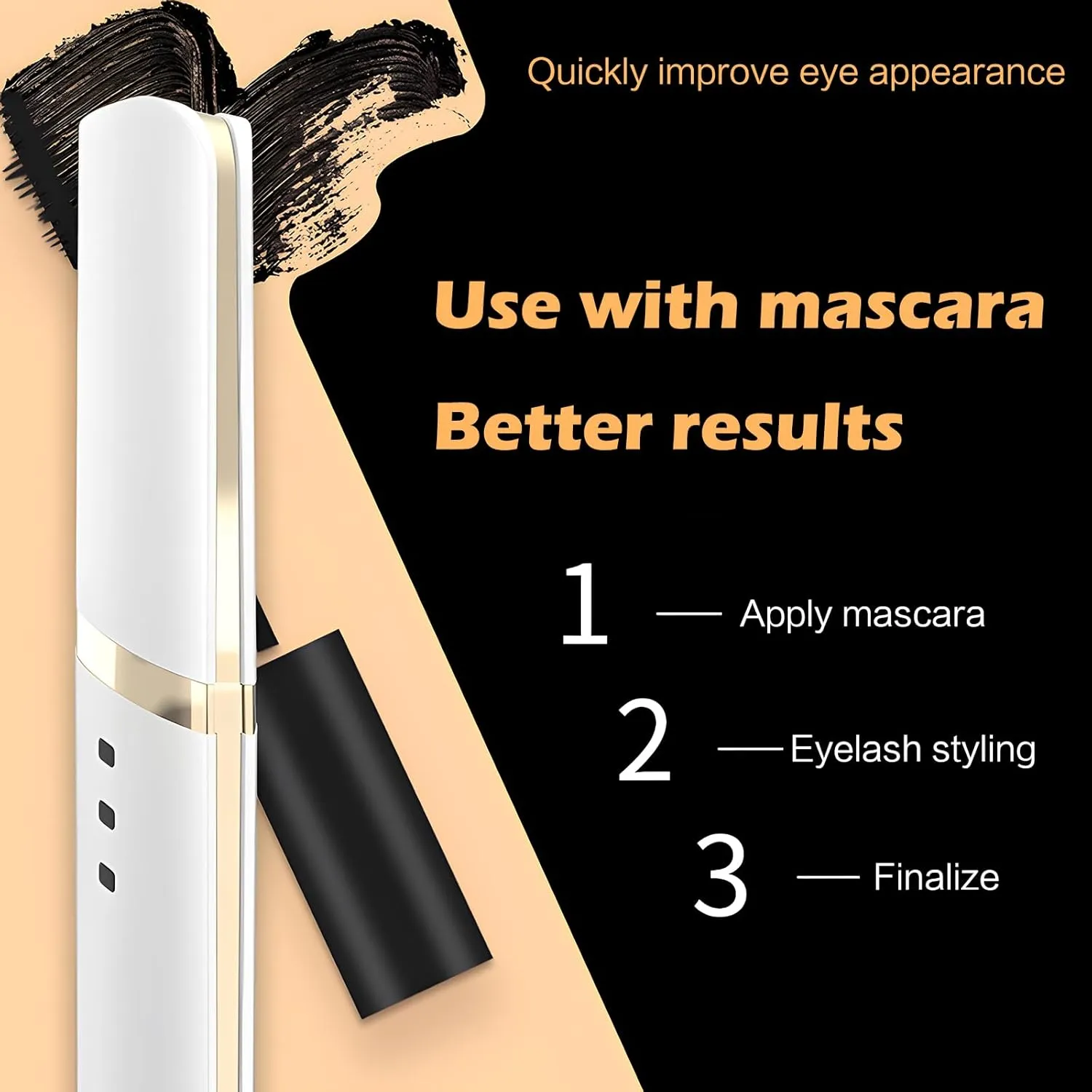 Atlodas Rechargeable Lash Curler, Electric Eyelash Curler, Long-Lasting Styling, USB Rechargeable, White